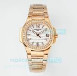PPM Swiss Clone Patek Philippe Nautilus Diamond Quartz Rose Gold Ladies' Watch 
